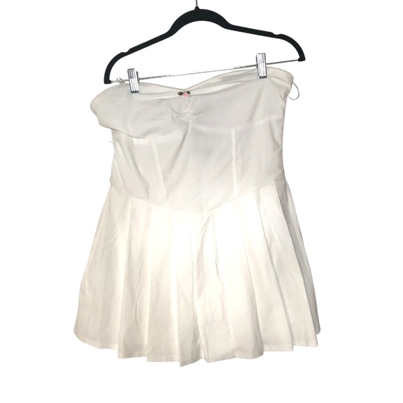 Women’s White Strapless Mini Dress/Pleated Skirt Summer Party Outfit New - Picture 10 of 12